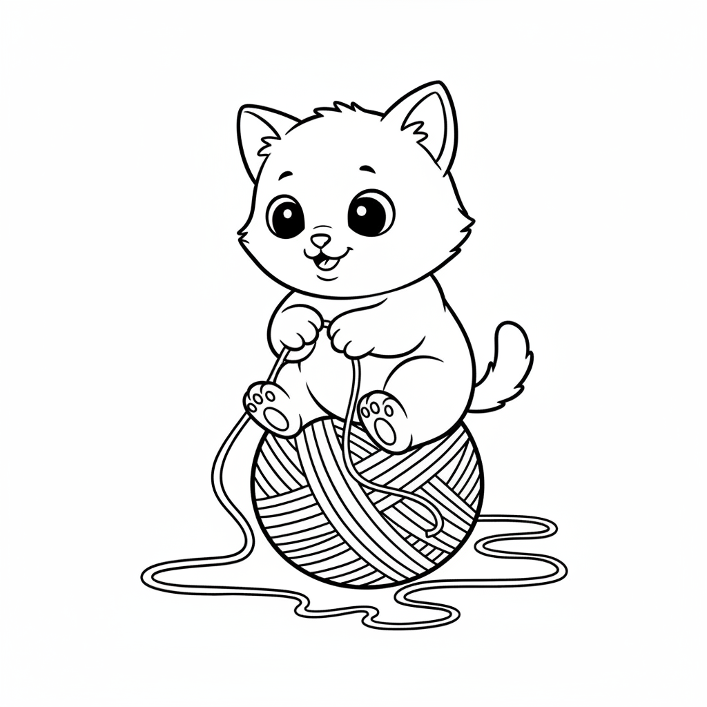 Ein verspieltes Kätzchen mit einem Wollknäuel