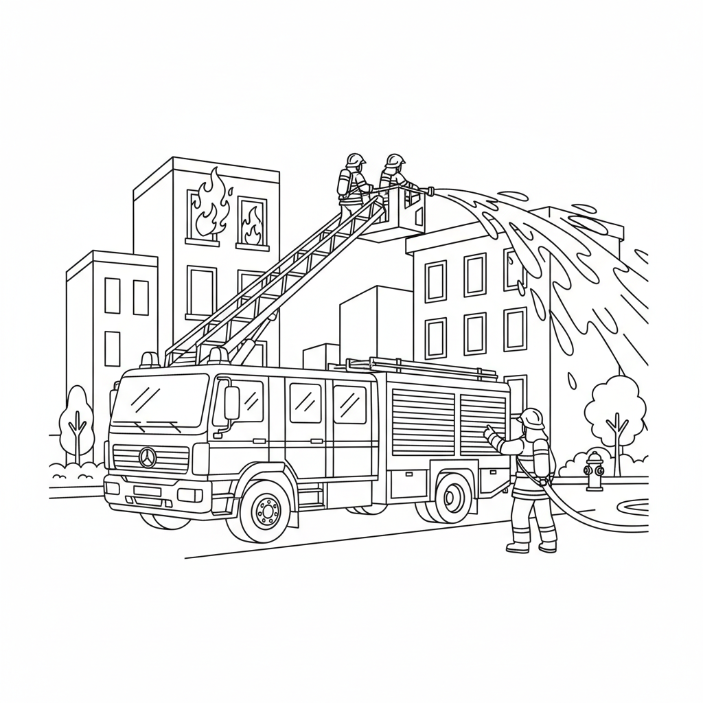 Ein großes rotes Feuerwehrauto im Einsatz